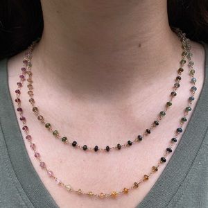 NWT Rainbow Tourmaline Gemstone Necklace Handmade